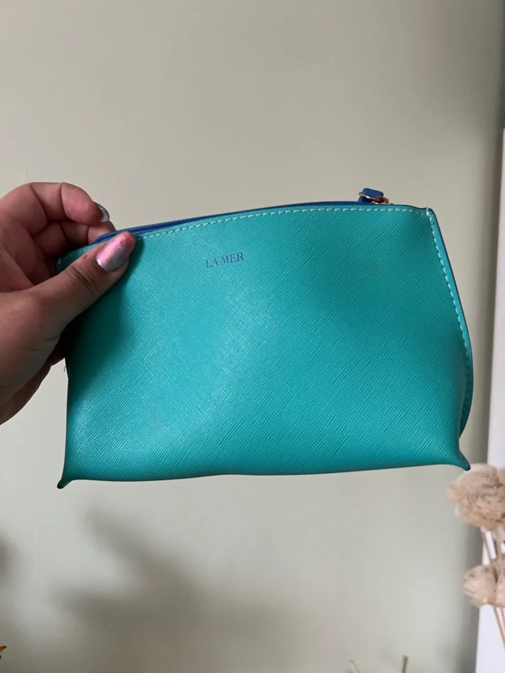 LA MER Turquoise Skincare Makeup Jewelry Zip Small Pouch Organize Storage Travel